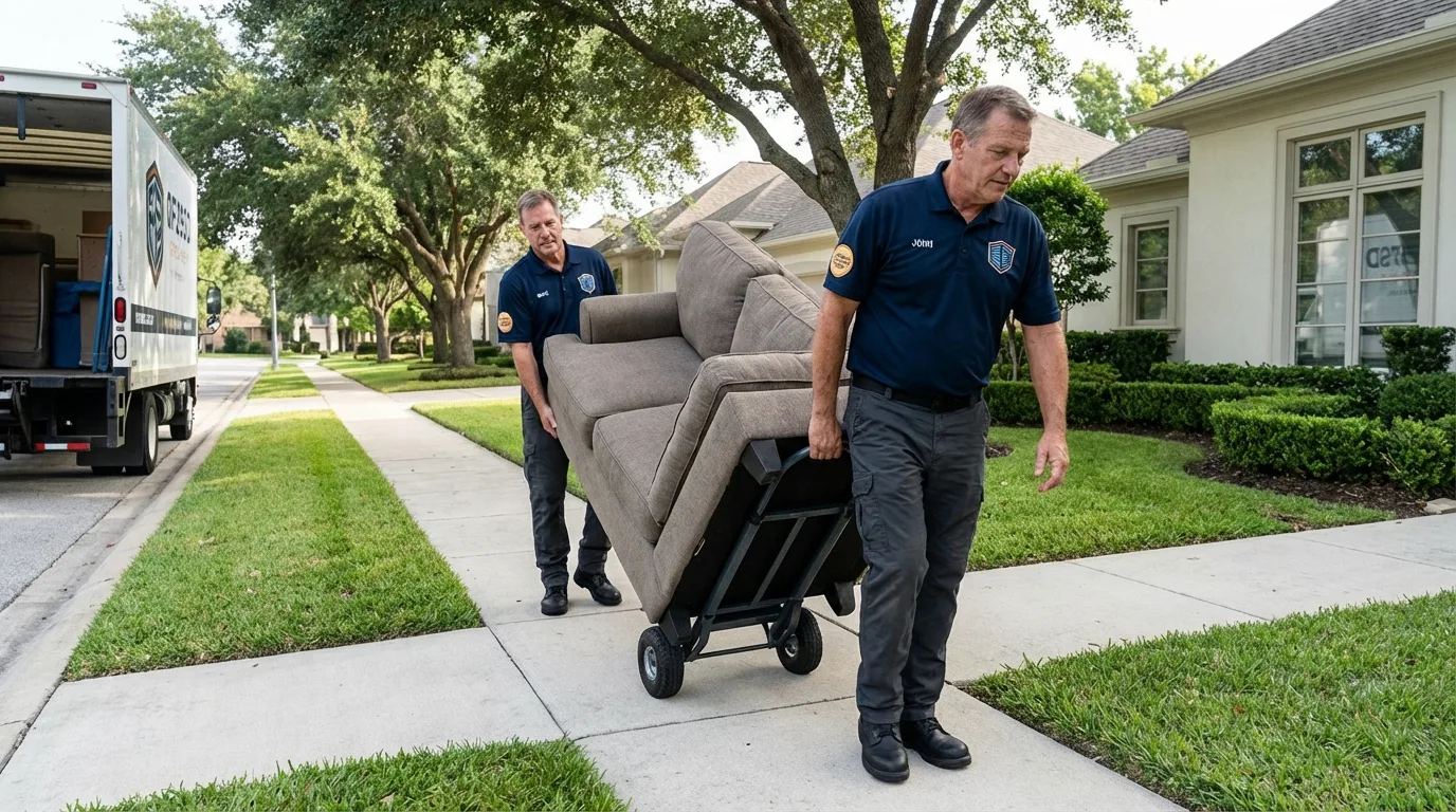 Local residential moving crew loading furniture in Southport, CT